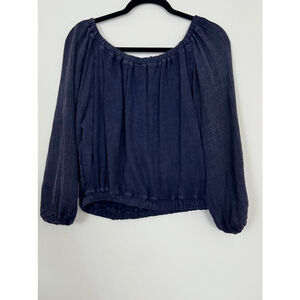 We The Free Boho Parfait Bubble Top Size M Blue Long Sleeve